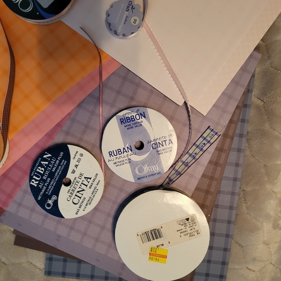 🩷 3/$15 20 Patterned Pieces Cardstock (8.5×11) & 7 Coordinating Ribbon Spools - Picture 2 of 5